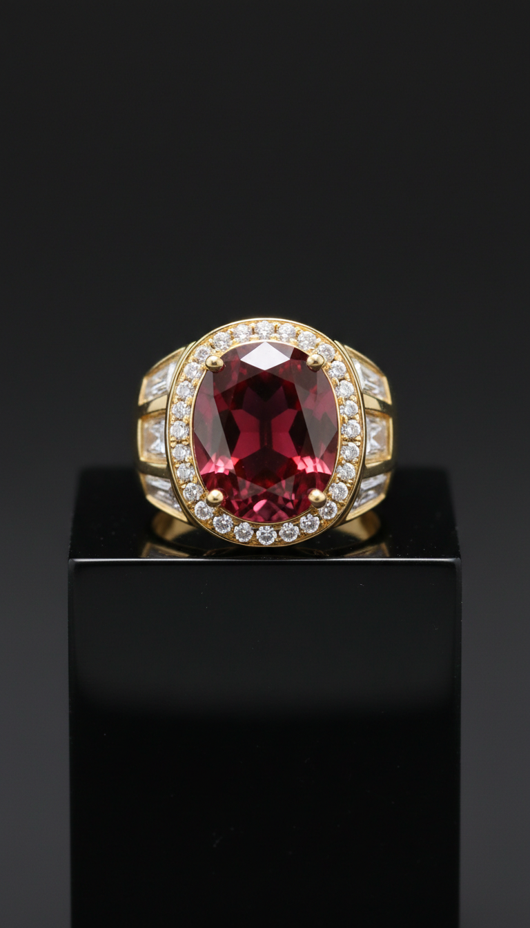 Crimson Gemstone Cocktail Ring