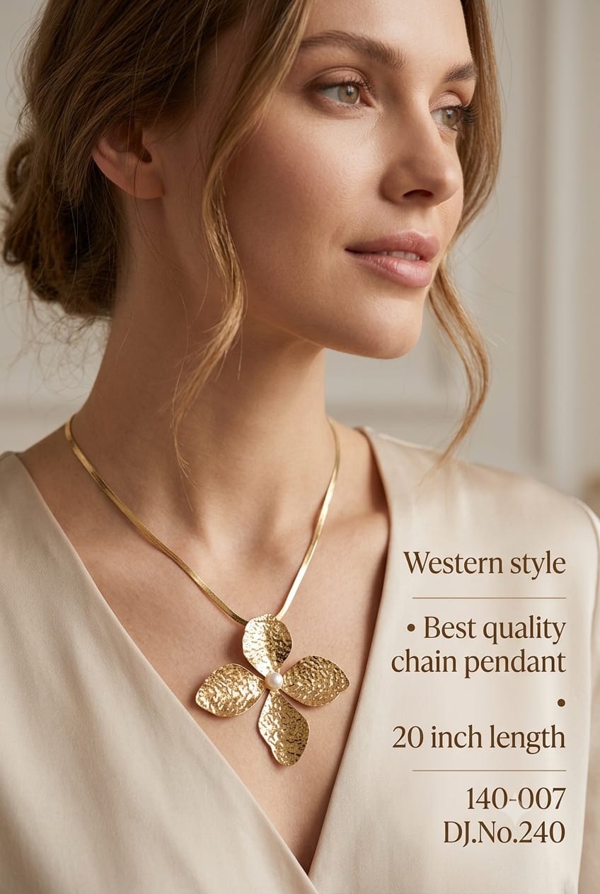 Golden Blossom Textured Anti tarnish imitation Necklace and Earring Set