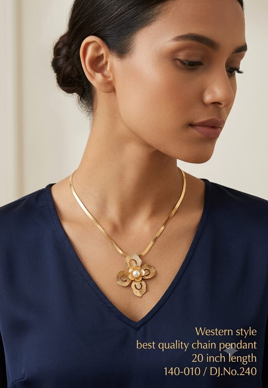 Golden Blossom Textured Anti tarnish imitation Necklace and Earring Set
