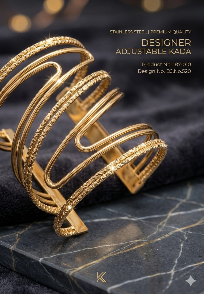 Premium Gold Plated Multi-Layer Twisted Designer Kada