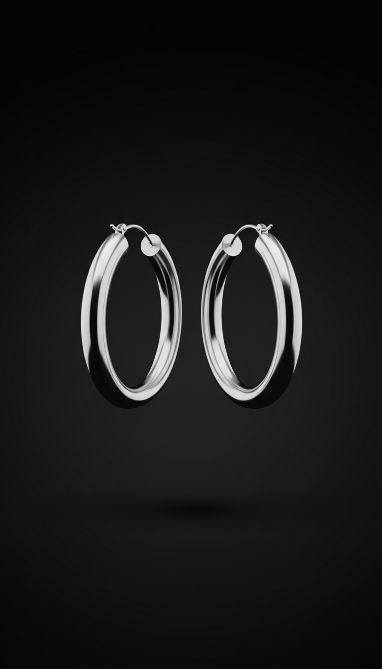 Oversized Polished Silver Hoops